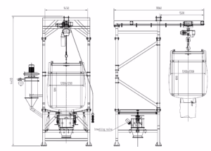 bulk bag dispenser layout with electric hoist